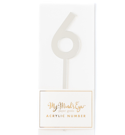 6 silver acrylic number  - party pick