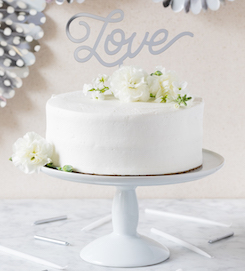Silver LOVE  - acrylic cake topper