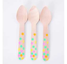 Wooden Spoons - Confetti dot (x20)