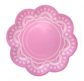 Pink Lovely Lace  - paper plates