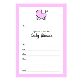 Baby Shower Pram - Pink invitations