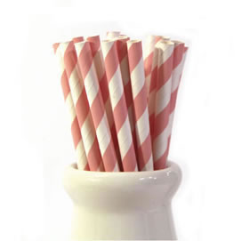 Paper Straws - Pale pink stripe