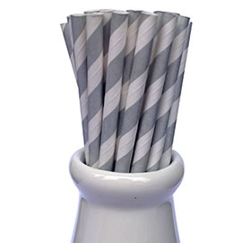 Paper Straws - Stripe silver
