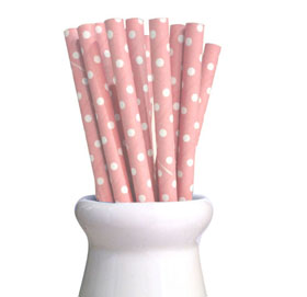 Paper Straws - Swiss dot pink
