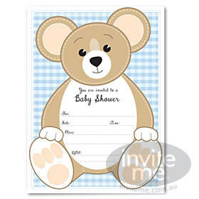Baby Shower Teddy - Blue invitations
