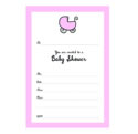 Baby Shower Pram - Pink invitations